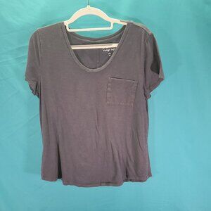 Loft Vintage Soft Gray T-Shirt With Pocket Size M 100% Cotton